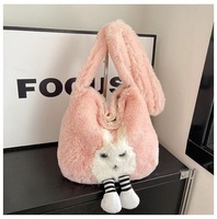 Sac bandoulière en peluche pour femme, nouvelle collection haut de gamme, tendance automne/hiver, fermeture magnétique, motif dessin animé, avec empiècements