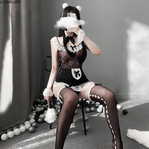 ชุดชั้นในเซ็กซี่สำหรับผู้หญิง ชุดคอสเพลย์แม่บ้านสุดยั่วยวน ชุดเซ็กซี่แบบสยาม ชุดบอดี้สต็อกกิ้งซีทรู - Product Image 4