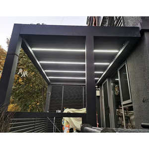 Pérgola Eléctrica Impermeable Ecológica de Aluminio, Gazebo Moderno con Techo de Láminas Ajustables <span class=keywords><strong>para</strong></span> Balcón, Uso en Exteriores, Personalizable - Product Image 2