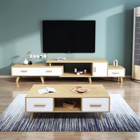Modernes Luxus-Marmor-Top Holz-MDF-Melamin Wohnzimmer Schwebendes Schrankmöbel-Design Couchtisch-Set TV-Ständer