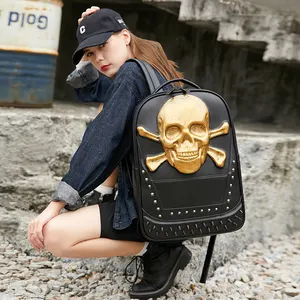 Zaino da donna di Design di lusso borsa da viaggio Unisex stile Punk in pelle Bagpack Skull Men mochila Skeleton Bag Bolsa