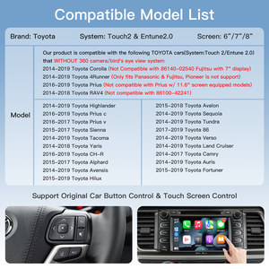 กล่องถอดรหัส Wireless <span class=keywords><strong>CarPlay</strong></span> Android Auto แบบเสียบใช้งานได้ทันที สำหรับ Toyota 2014-2019 Touch2 Entune 2 โมดูลอินเทอร์เฟซระบบนำทางในรถยนต์แบบ OEM - Product Image 2