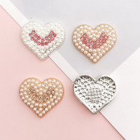 Pendentifs Cœur en Métal à Strass pour Chaussures Holey Beach et Adaptateurs de Chaîne pour Bouchons Anti-Poussière de Téléphone