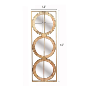 OVS 40x14 Inch 3 Piece <strong>Wall</strong> <strong>Mirror</strong> Adelaide Gold Frame Round Mango Wood <strong>Mirror</strong> <strong>Set</strong> - Product Image 5