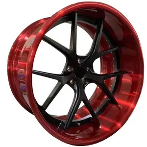 New Arrivals Custom Red 16/17/18/19/21/22/23 Inch 2 Piece 5X100 5X114.3 5X120 5X127 Deep Concave Dish Forged Wheel Alloy