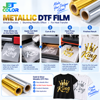 Film de transfert DTF à effet spécial or et argent, pelable à froid, 30 cm x 60 cm, feuille d'impression DTF double face pour impression sur tissu