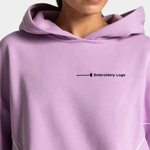 Logotipo personalizado blanco contraste costuras <span class=keywords><strong>sudadera</strong></span> 100% algodón <span class=keywords><strong>Oversize</strong></span> Boxy Fit Loungewear Hoodie Casual Crop Hoodie con bolsillo oculto - Product Image 6
