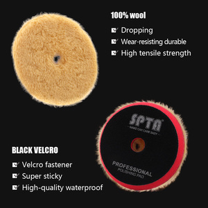 SPTA Tampone Lucidante in Lana da 3 a 6 Pollici T140 <span class=keywords><strong>Giallo</strong></span>, Tampone in Lana a Taglio Intenso per Rimozione Grana 1200 # /1500 #   Dischi Abrasivi per Rimozione di Graffi Profondi - Product Image 2