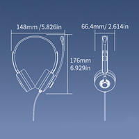 Headset In-Ear Berkabel 3.5mm dengan Mikrofon, Earphone Peredam Kebisingan untuk Call Center, Telepon Meja, Ponsel, PC