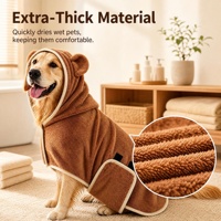 Peignoir absorbant pour chien, séchage rapide, en polyester, serviette de bain pour animaux de compagnie, enveloppement complet du corps, extra épais