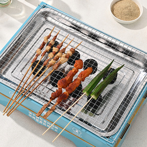 Disposable BBQ Grill Set Portable Meat Skewer Kit Aluminum Alloy Smokeless Fruitwood Charcoal Indoor Outdoor Use - Product Image 3