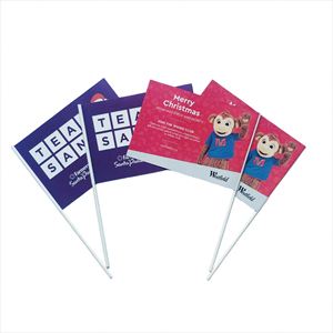 Drapeau à main en polyester imprimé double face par sublimation, personnalisé OEM, vente en gros QM, petit drapeau ondulant - Product Image 3