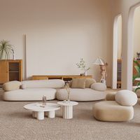 Ensemble de canapés modulaires de luxe moderne pour salon, en tissu, design tendance, formes incurvées et irrégulières, style pierre, pour écoles et parcs