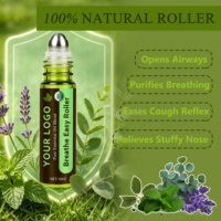 Huiles d'aromathérapie en marque privée, roll-on, huile essentielle pour la respiration, pour la congestion et une respiration facile, 10 ml
