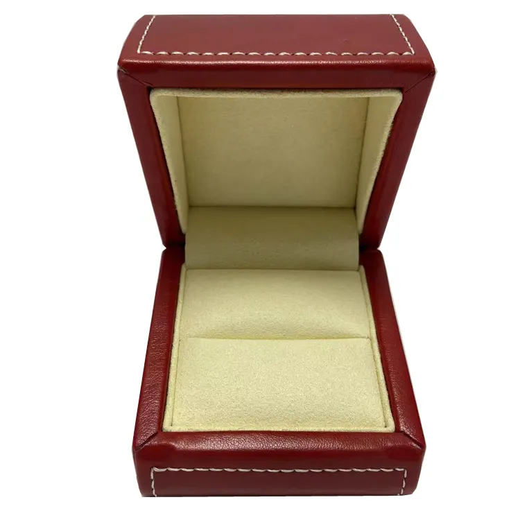 Uniek Populair Ontwerp Rood Houten Geschenkdoos Custom Mdf Lederen Ring Cufflink Broche Opbergdoos