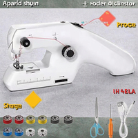 Machine à coudre électrique portable à double fil, mini kit de couture domestique portatif, ciseaux simples, kit de couture durable en plastique pour tissu 15cm 3mm