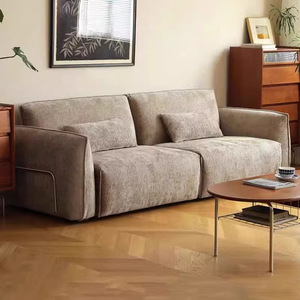 French Retro Bauhaus Designer <b>Sofa</b> Black High Back Chenille Straight Row Fabric Couch For Homestay Living Room Decor - Product Image 4