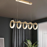 Lustre suspendu hôtelier Nordic Gold, décoration luxueuse, lampe de restaurant à 5 anneaux, lustre de villa, lustre d'intérieur