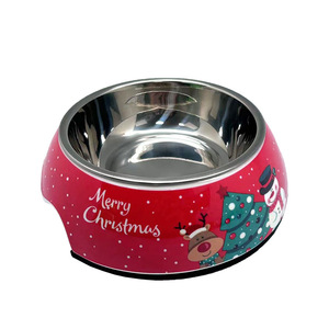 2025 Natal Novo Aço Inoxidável <span class=keywords><strong>Pet</strong></span> <span class=keywords><strong>Bowl</strong></span> Único Prato com Fundo Antiderrapante Seguro Cão Alimentação Menos Mess Venda Quente no Reino Unido - Product Image 5
