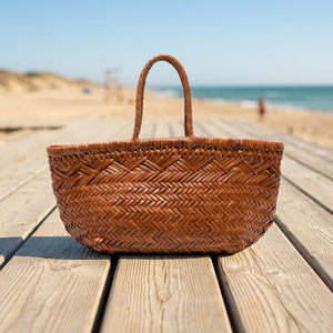 Sac fourre-tout en cuir tressé Six Jump Big Bag, sac à main en cuir véritable grande capacité, sac à bandoulière ouvert pour les voyages quotidiens - Product Image 3