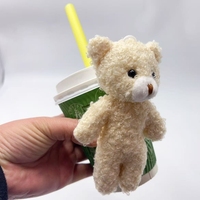 Gobelet en papier jetable pour café, gobelet minimaliste pour thé au lait effet neige, jouets en peluche pour boissons chaudes avec ours en peluche collés