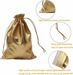Pochettes à bijoux en organza satiné doré robustes 5"x7" avec cordon de serrage et poignée en corde pour cadeaux de mariage, de fête, de Noël, de bonbons - Product Image 4