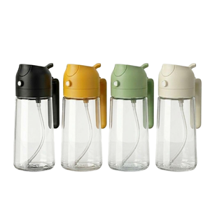 Pulvérisateur et bouteille verseuse d'huile d'olive en verre 2-en-1 de qualité alimentaire supérieure 470 ml – Distributeur d'huile portable pour cuisine domestique et barbecue - Product Image 1
