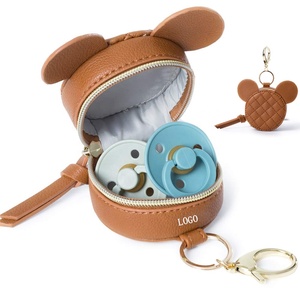 Étui de rangement pour sucettes en cuir PU pour voyage en extérieur avec clip et couvercle, mini sac de rangement pour sucettes pour poussette avec fermoir - Product Image 1