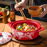 Casserole haut de gamme de style chinois avec couvercle en céramique, compatible gaz, résistante aux hautes températures, idéale pour la cuisson à sec, cadeau idéal pour la maison