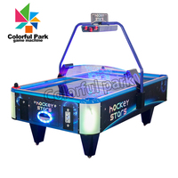 Meja Air Hockey Colorful Park Star untuk 2 Pemain, Mesin Game Arcade Komersial Beroperasi dengan Koin dan Penghitung Skor Digital