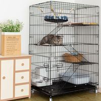 Vente chaude : Grande maison pour chat d'intérieur à deux étages avec fermeture à bouton, espace libre pour la litière des chats, pour petits chats