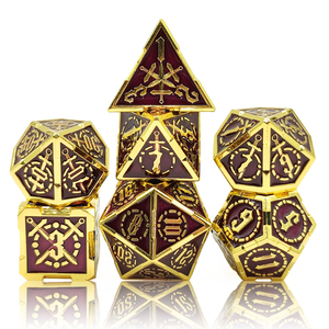 Feeron – Jeu de dés polyédriques en métal équilibrés de qualité supérieure, 7 pièces, gravés, thème Dragons et Donjons, durables et amusants - Product Image 6