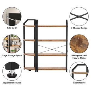 Estantería Metálica Reversible de 4 Niveles y Doble <span class=keywords><strong>Ancho</strong></span>, Juego de 2 Estantes Abiertos Grandes, Diseño Moderno y Ecológico para Sala de Estar, Dormitorio y Hogar - Product Image 4