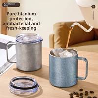Mug écologique à double paroi en titane pur avec couvercle, tasse à café, bouteille d'eau portable pour le camping en plein air, le bureau et la maison