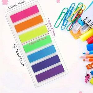 140sheets 7 Colors Fluorescent Long Strip Self-Adhesive Sticky Tabs <b>Memo</b> <b>Pads</b> Semi-Transparent Page Markers Office School - Product Image 2