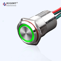 Mini-interrupteur à bouton-poussoir LED de 12 mm avec trou de fixation, étanche IP68, haute intensité pour systèmes de contrôle d'accès extérieurs