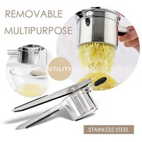 Verdikte roestvrijstalen handmatige aardappelstamper met siliconen handvat, food grade, voor babyvoeding, groenten, fruit en puree.