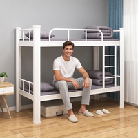 Lit superposé moderne en métal robuste, double, avec cadre en fer, pour dortoir, appartement, enfants, adultes, chambre à coucher, ensemble de meubles