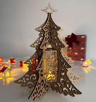 Lanterne de Noël en bois découpée au laser, puzzle 3D, chandelier, lampe de table, décoration de Noël personnalisée pour la maison, veilleuse, cadeau
