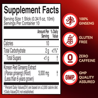 Compléments alimentaires Extrait de ginseng rouge 3000mg Supplément énergétique liquide oral sans sucre et booster d'endurance pour adultes