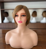 Perruque médicale en cheveux naturels non traités, entièrement nouée à la main, avec dessus en soie et dentelle frontale, pour patients atteints de cancer