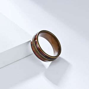 Men's <b>Titanium</b> Steel <b>Ring</b> With Wood Inlay Celtic Knot Design Antique Silver Finish Everyday Wear Jewelry - Product Image 4