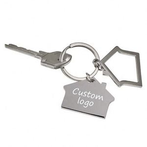 Llavero con Forma de Casa de Aleación de Zinc con Logotipo Personalizado, Llaveros Promocionales, Regalos Publicitarios para Agencias Inmobiliarias - Product Image 1