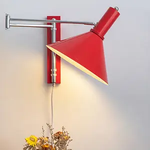 Moderne Bauhaus Bed Opvouwbare Wandlamp Middeleeuwse Eenvoudige Studie Leeslamp Slaapkamer Verlengde Tuimelaar Muurlamp