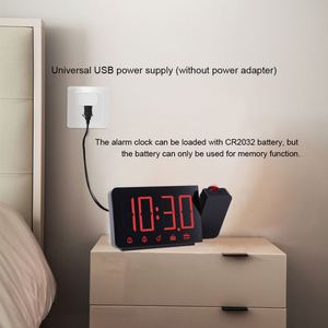 นาฬิกาปลุกฉายภาพ LED นาฬิกาตั้งโต๊ะอิเล็กทรอนิกส์ นาฬิกาตั้งโต๊ะแบบ USB ปลุกด้วยวิทยุ FM โปรเจคเตอร์ฉายเวลา นาฬิกาปลุกดิจิตอลแบบเลื่อนปลุกได้ - Product Image 4