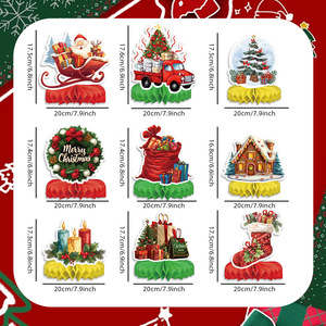 Décorations de fête de Noël, ornements en papier nid d'abeille, faciles à assembler, accessoires pour la mise en scène des lieux pour la célébration de Noël - Product Image 5
