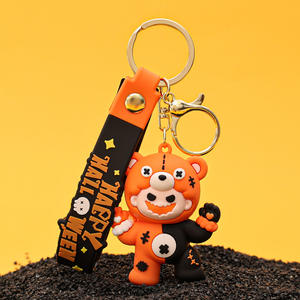 Porte-clés lumineux en PVC caoutchouc 3D en forme de citrouille pour Halloween, cadeau de festival - Product Image 5