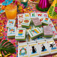 Jeu de Mahjong Américain Thème Animaux de Compagnie de Luxe, Tuiles Modernes en Acrylique, Portable, Écologique, Dos Rose Nacré, Tuiles Joker Colorées, Social