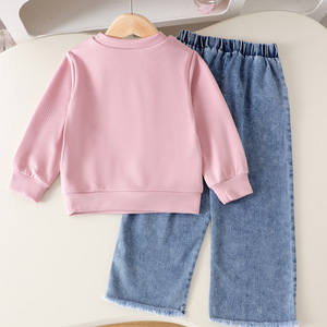 Abbigliamento per Bambine, Set <span class=keywords><strong>Felpa</strong></span> <span class=keywords><strong>Bianca</strong></span> a Maniche Lunghe e Pantaloni, Vestiti per Ragazze 2-7 Anni - Product Image 3