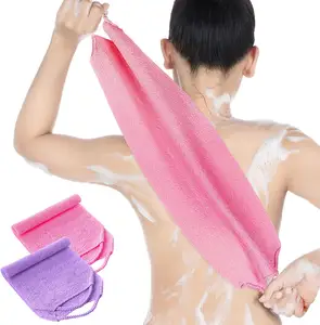 लंबे नायलॉन Exfoliating हैंडल के साथ दोहरी-पक्षीय स्नान रंडी स्क्रब तौलिए वापस सफाई Exfoliating के शरीर के लिए कपड़े धोने
